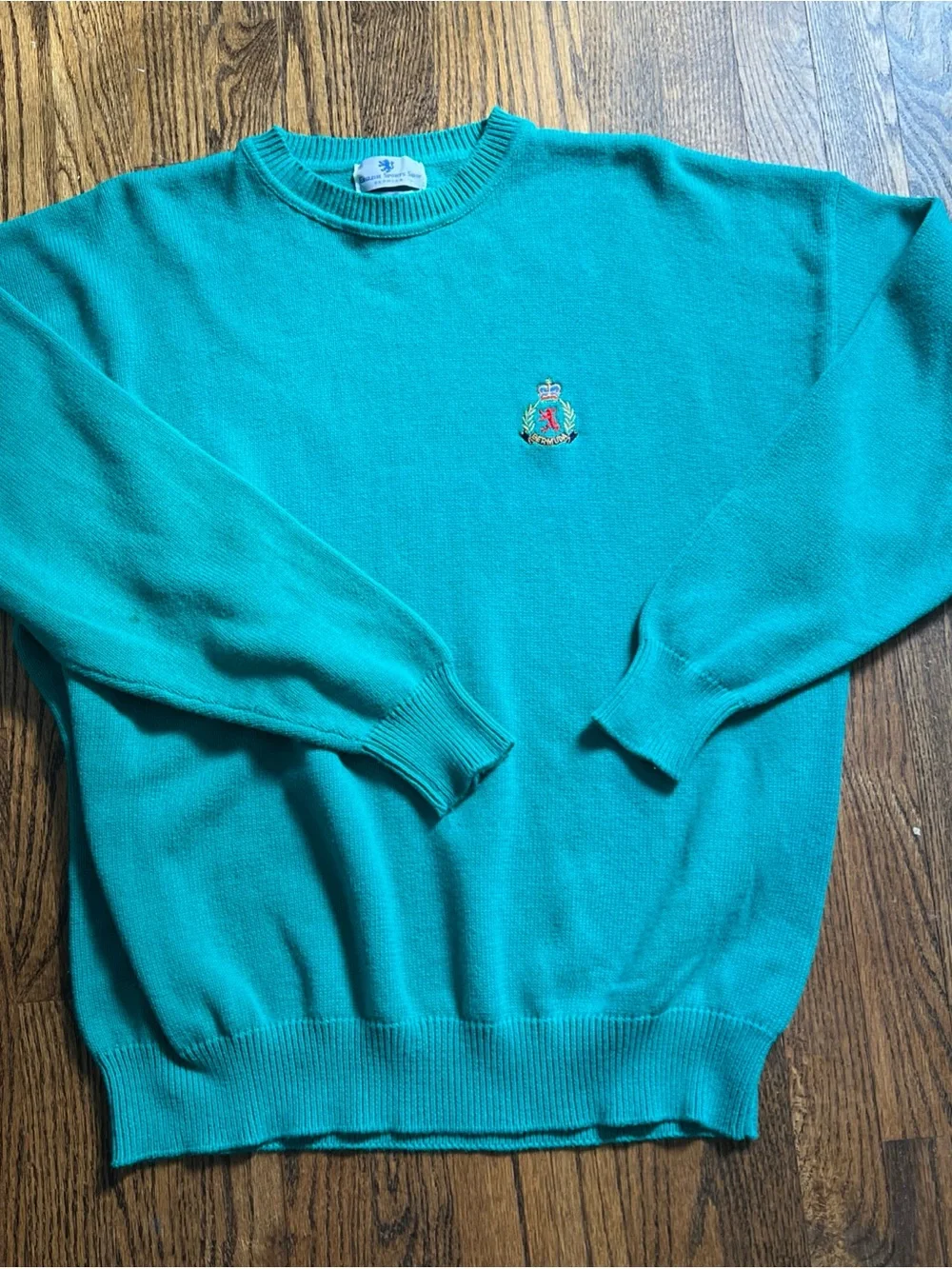 VTG ENGLISH SPORTS SHOP Bermuda 100% Cotton Teal Green Crewneck Sweater XXL